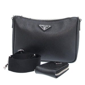 1 Prada Saffiano Leather Black Shoulder Bag