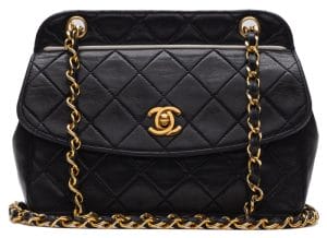 1 Chanel Matelasse Turnlock Chain Shoulder Lambskin Black Mini Shoulder Bag