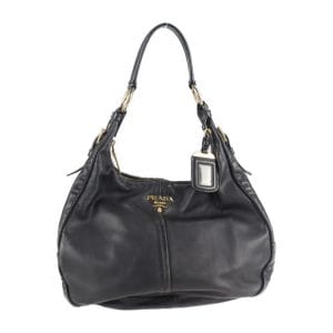 1 Prada Shoulder Bag Calf Black Semi Shoulder