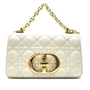 1 Dior Caro Small Bag Canage Calfskin White Shoulder Bag Pochette