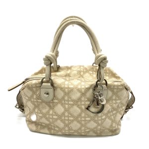 1 Dior Boston Bag PVC Coated Canvas Leather Beige