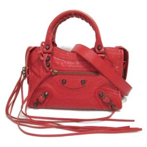 2101217101547 1 Balenciaga 2Way Shoulder Bag Leather Red