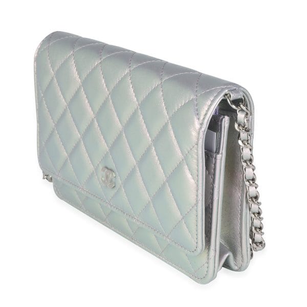 115379 sv Chanel Iridescent Light Purple Quilted Calfskin Wallet On Chain