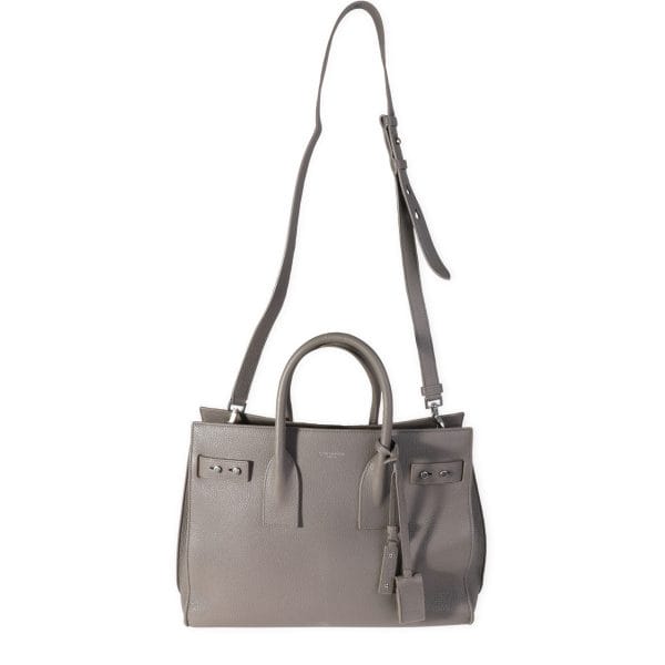 118939 bv Saint Laurent Gray Grained Calfskin Souple Sac De Jour