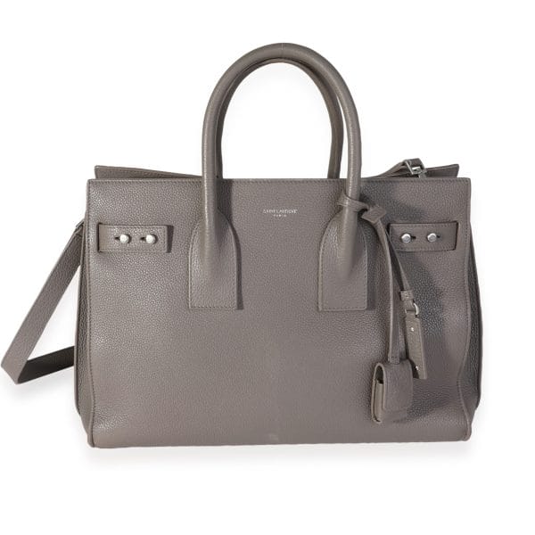 118939 fv Saint Laurent Gray Grained Calfskin Souple Sac De Jour