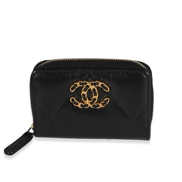 119952 fv d51d783c 61ad 455d b491 31698a8d6448 Chanel Black Quilted Lambskin Chanel 19 Zip Around Coin Purse