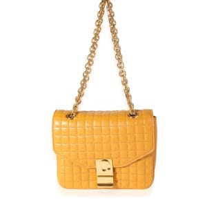 120005 bvjpg Celine Ocre Quilted Calfskin Small C Flap Bag