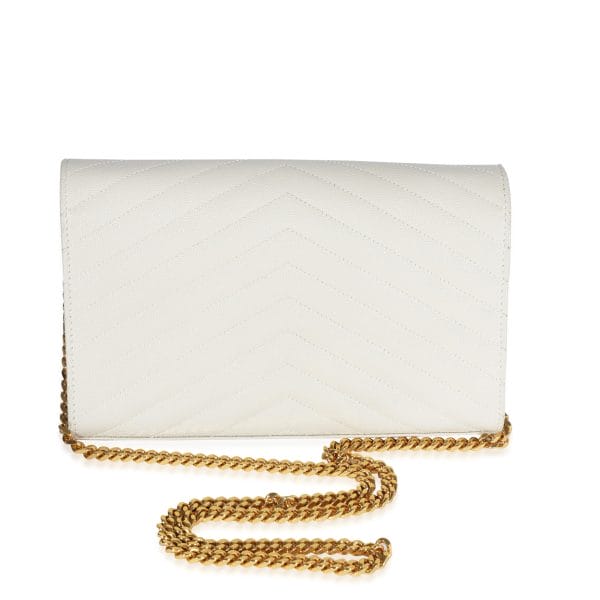 121372 pv Blanc Vintage Matelassé Grain De Poudre Chain Wallet