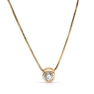 103215 fv Bezel Set Solitaire Pendant on Snake Chain in 14KT Yellow Gold 063 Ct K L SI1