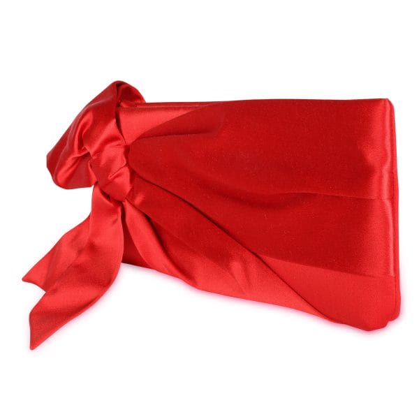 107172 sv Valentino Red Satin Bow Clutch