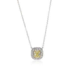 130895 fv Tiffany  Co Soleste Halo Fancy Intense Yellow Cushion Pendant IF 1 14 Ctw