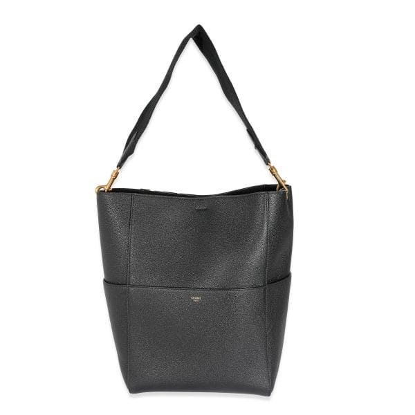 131448 fv Celine Black Calfskin Medium Seau Sangle Bucket Bag Medium