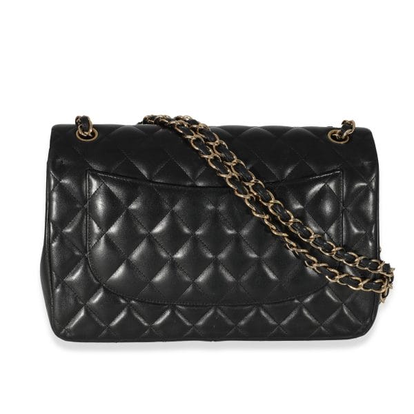 132321 stamp ad597c8d 5045 4649 953c 105edef48b53 Chanel Black Quilted Lambskin Jumbo Classic Double Flap Bag