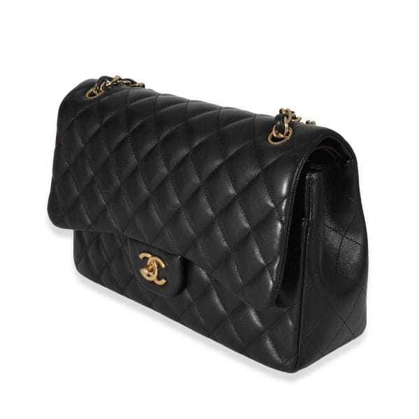 132321 sv 64550127 d69f 4b20 8d9b 1e0308c937d8 Chanel Black Quilted Lambskin Jumbo Classic Double Flap Bag