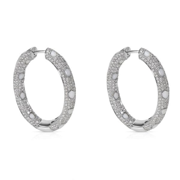 032402 sv Diamond and White Onyx Hoop Earrings in 18K White Gold 401 CTW