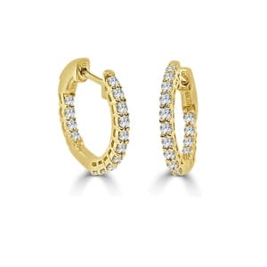 14k Yellow Gold  Diamond Hoop Earrings 14k Yellow Gold  Diamond Hoop Earrings 12 Ctw