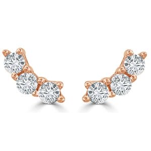 14k Rose Gold  Diamond Stud Earrings 14k Rose Gold  Diamond Stud Earrings