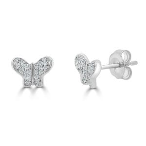 14k White Gold  Diamond Butterfly Studs 14k White Gold  Diamond Butterfly Studs