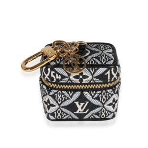 Louis Vuitton Black  White Jacquard Since 1854 Vanity Bag Charm Celine Black Calfskin Medium Seau Sangle Bucket Bag Medium