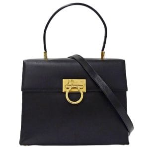 1 Salvatore Ferragamo Handbag Shoulder Bag 2way Leather Black