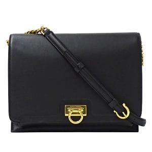 1 Salvatore Ferragamo Shoulder Bag Trifolio Leather Crossbody Black