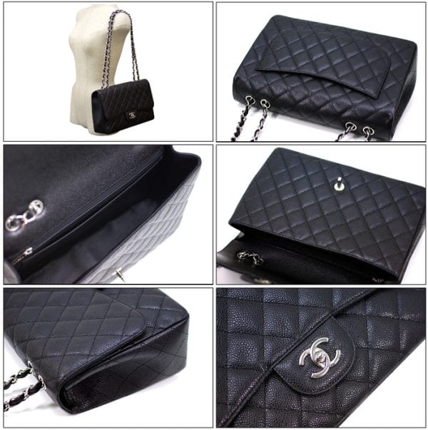 a28600svbk03 CHANEL Matelasse Chain Shoulder Caviar Skin Shoulder Bag Black