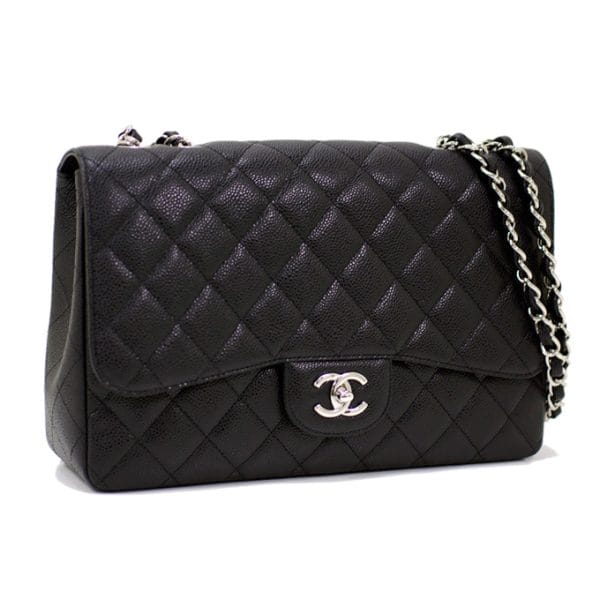 a28600svbk04 CHANEL Matelasse Chain Shoulder Caviar Skin Shoulder Bag Black