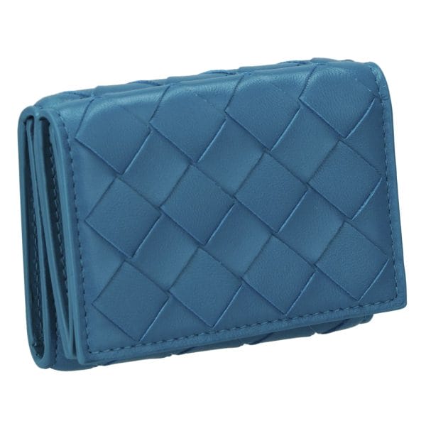 2500000125492 Bottega Veneta Trifold Wallet Intrecciato Leather Blue