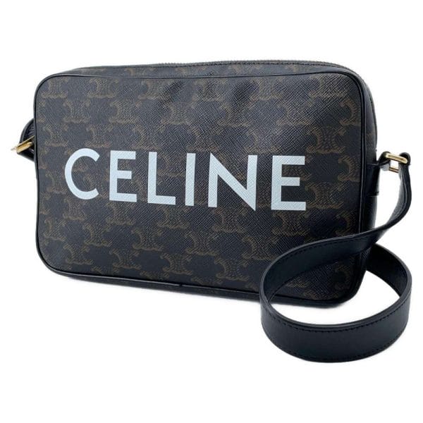 9398313 01 Celine Triomphe Messenger Shoulder Bag Black