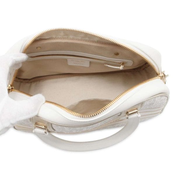 9608665 06 Christian Dior Classic Bowling 2way Shoulder Bag White