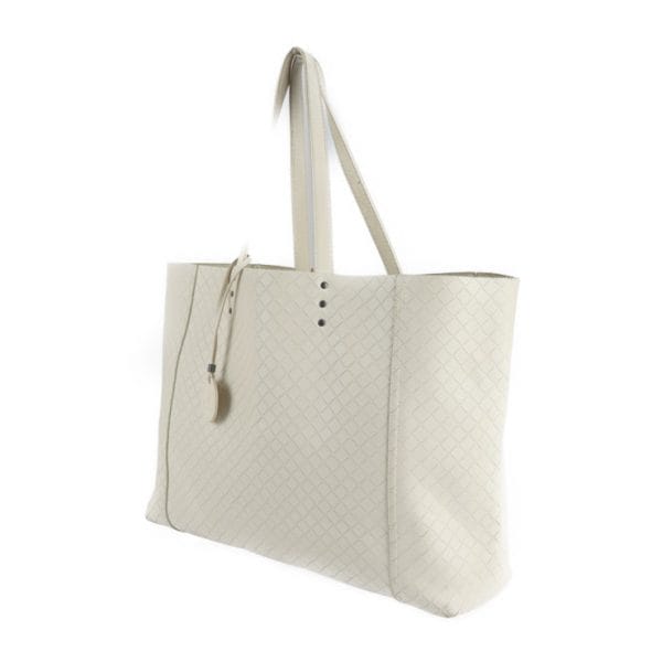 2230063007142 2 Bottega Veneta Intreccio Mirage Leather Tote Bag Ivory