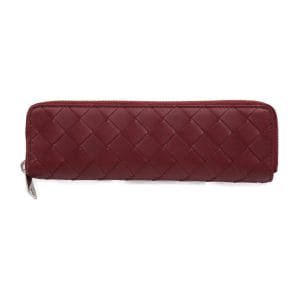 2416053007082 1 Bottega Veneta Intrecciato Calf Leather Pencil Case Burgundy