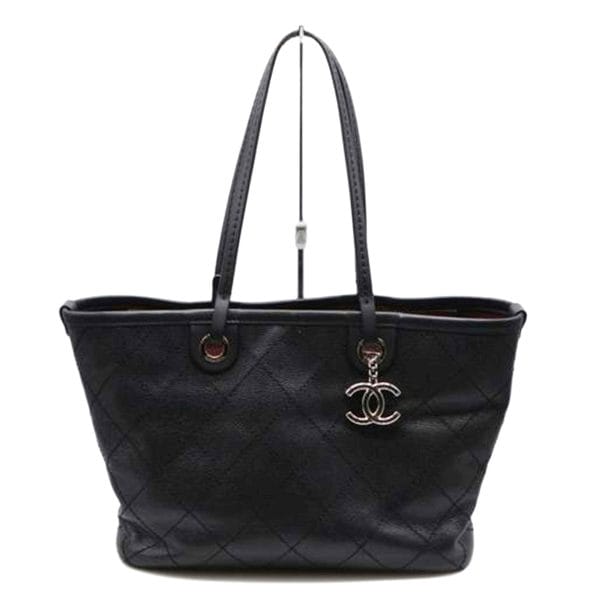 86684 1 Chanel Cabiskin Wild Stitch Leather Tote Bag Black