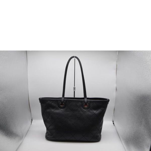 86684 2 Chanel Cabiskin Wild Stitch Leather Tote Bag Black