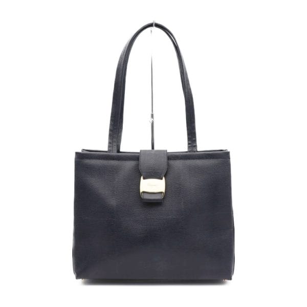 922053007257 1 Salvatore Ferragamo Vara Leather Tote Bag Navy