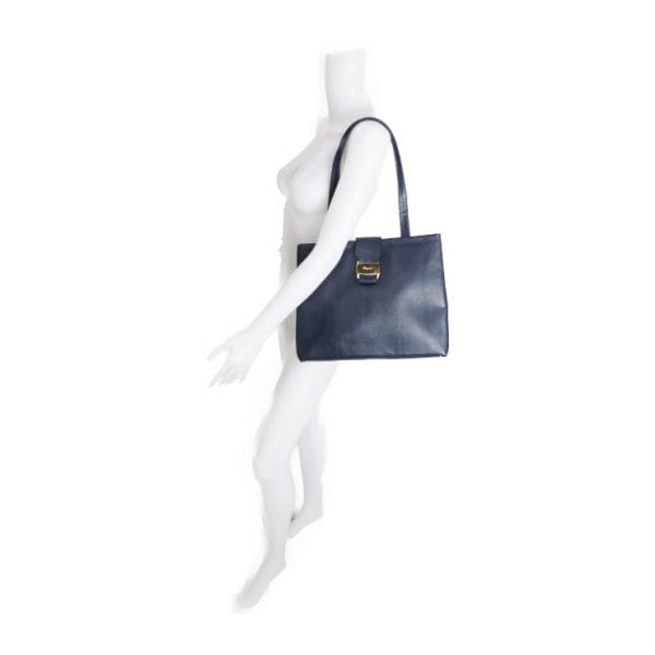 922053007257 10 Salvatore Ferragamo Vara Leather Tote Bag Navy