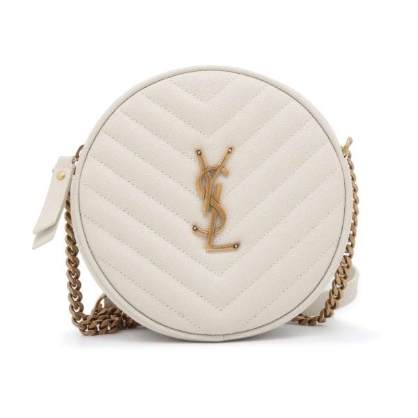 9541504 01 Saint Laurent Paris Chain Leather Shoulder Bag Ivory