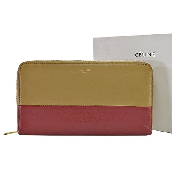 k8486 Celine Leather Long Wallet Brown