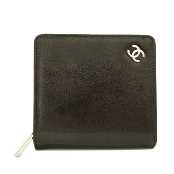 09329 1 Chanel Cocomark Enamel Wallet Brown Khaki