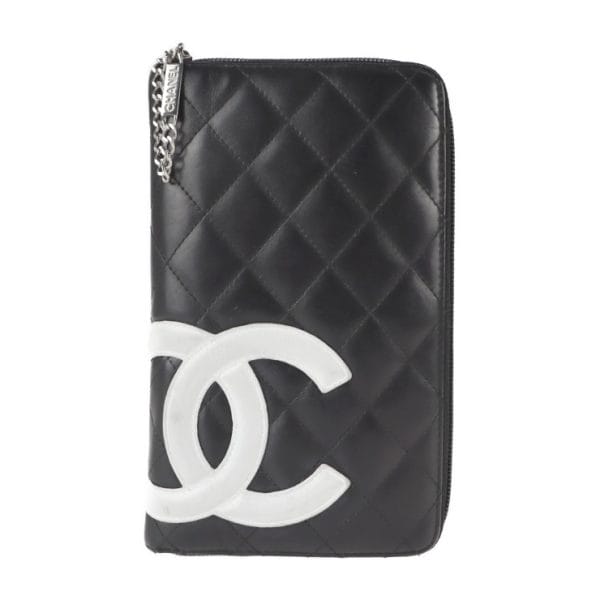 2123011001034 1 Chanel Cambon Line Long Wallet Soft Black Pink