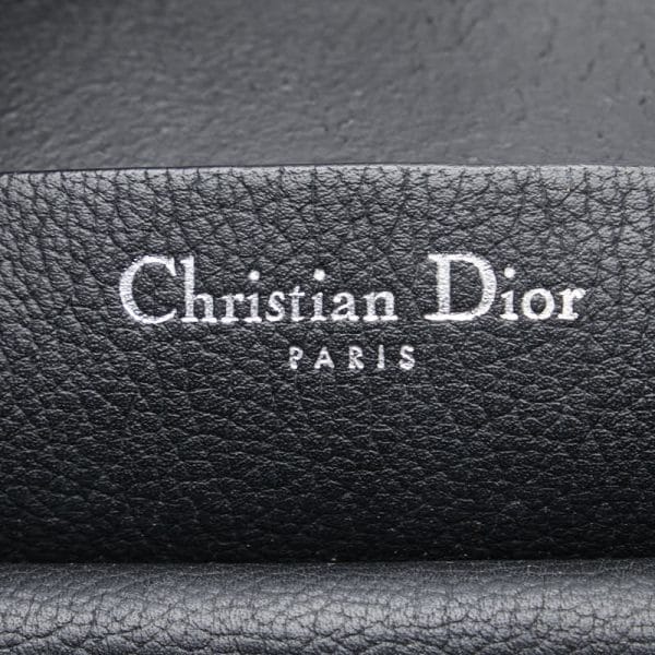 222 51142 8 Dior Logo Charm Open Bar Handbag Tote Bag Black Leather