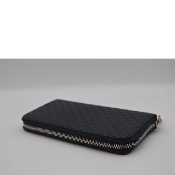 34035 3 Gucci Micro Guccisima Leather Round Zipper Long Wallet Navy