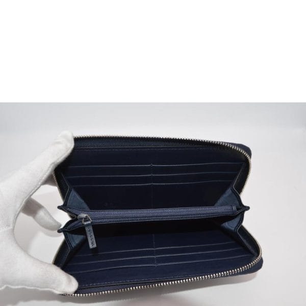 34035 4 Gucci Micro Guccisima Leather Round Zipper Long Wallet Navy