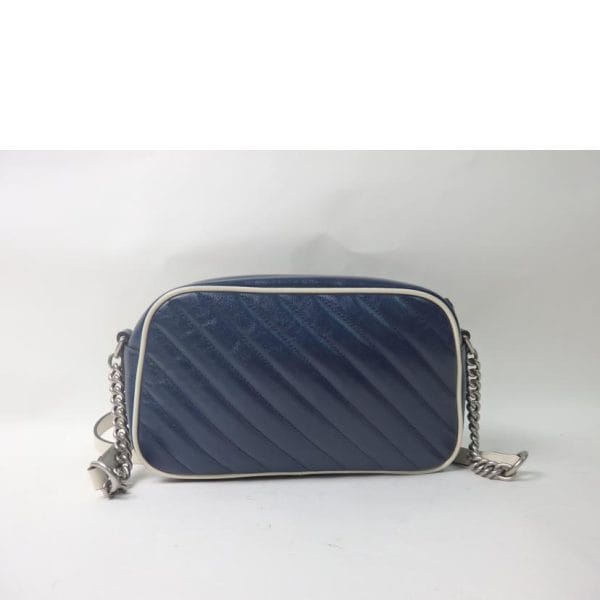 34605 2 Gucci GG Marmont Leather Chain Shoulder Bag Navy White