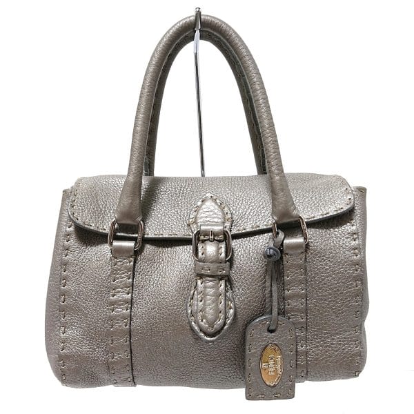 37898079 1 Fendi Linda Bag Selleria Leather Handbag Gray Beige