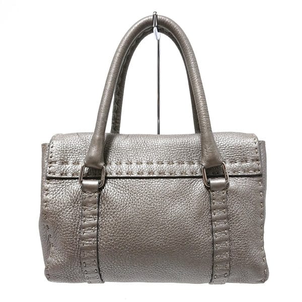 37898079 3 Fendi Linda Bag Selleria Leather Handbag Gray Beige