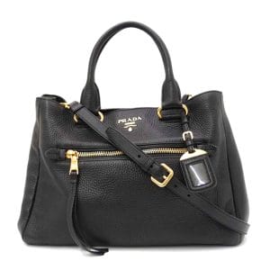 58907 1 Prada Vitello Vintage Handbag Leather Black