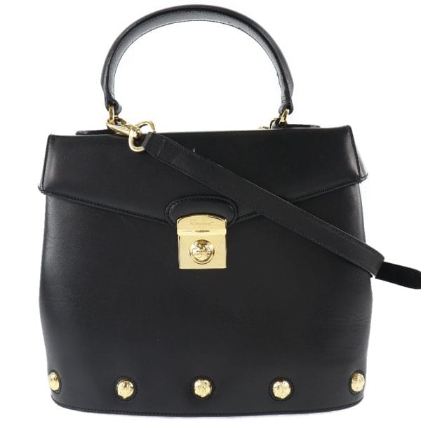 61160434 1 Salvatore Ferragamo 2WAY Shoulder Handbag Calf Black