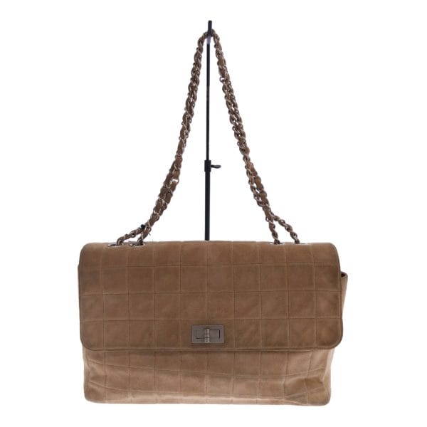 imgrc0094790667 Chanel Chocolate Bar Suede Chain Shoulder Bag Beige