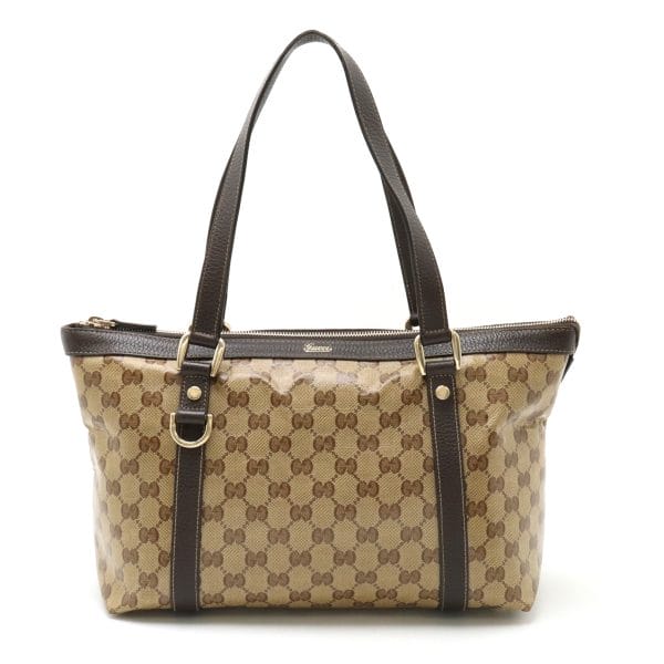 12440603 1 GUCCI GG Crystal Tote Bag Khaki Beige Brown